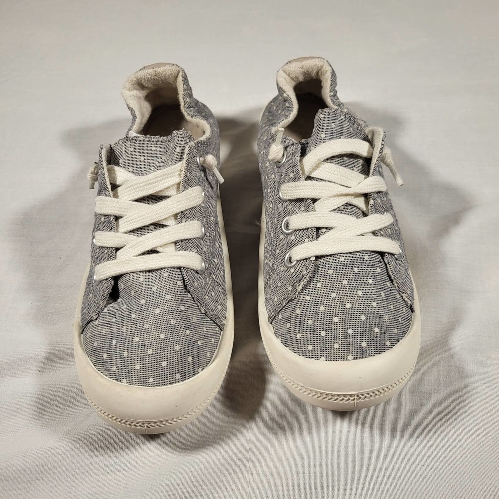 Madden Girl Sneakers Womens 7 1/2 Barby Gray w/ White Pok-a-dots EUC